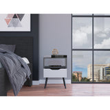 Mesa de Noche Wenden Plomo y Blanco 40x53cm con Patas - Mesas de Noche | Bylmo