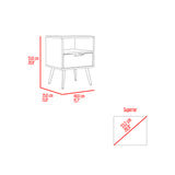 Mesa de Noche Wenden Plomo y Blanco 40x53cm con Patas - Mesas de Noche | Bylmo