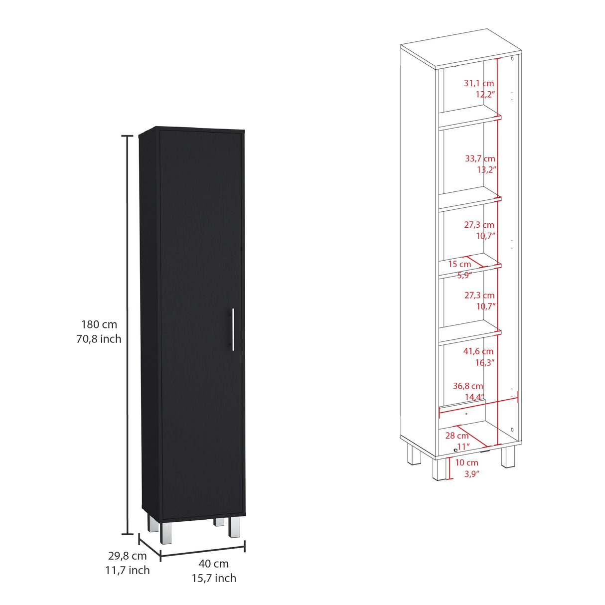 Mueble de Aseo Laska Wengue 40x180cm con Cuatro Cajones - Muebles de Aseo y Ropas | Bylmo
