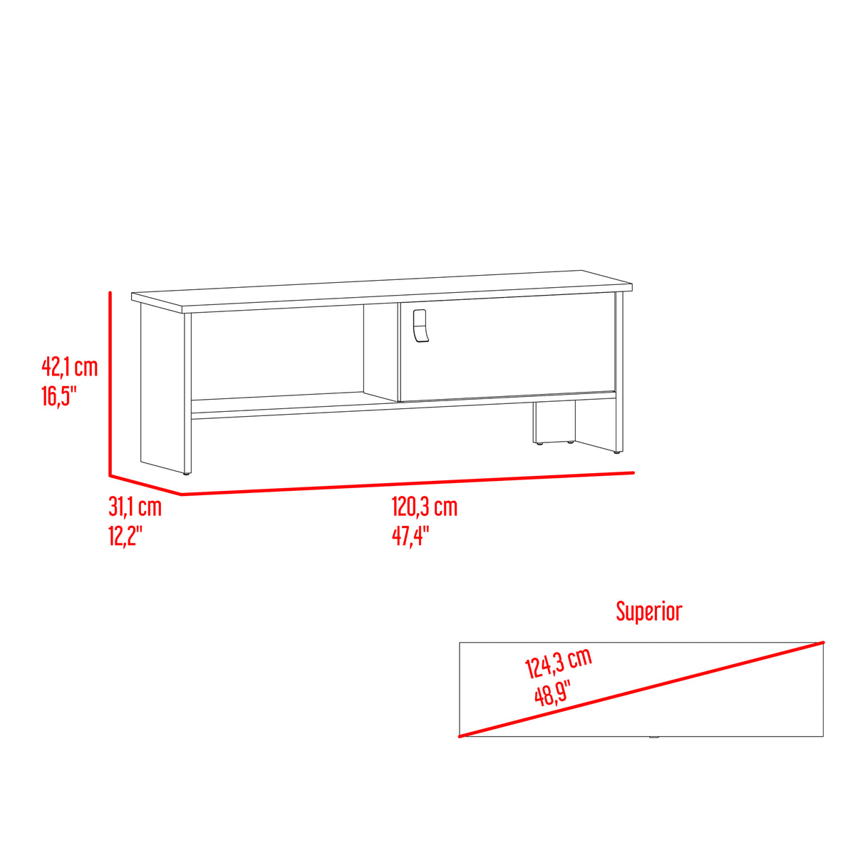 Rack de TV Lyft Milan 120.3x42.1cm para TV Hasta 50 pulgadas - Muebles de TV | Bylmo