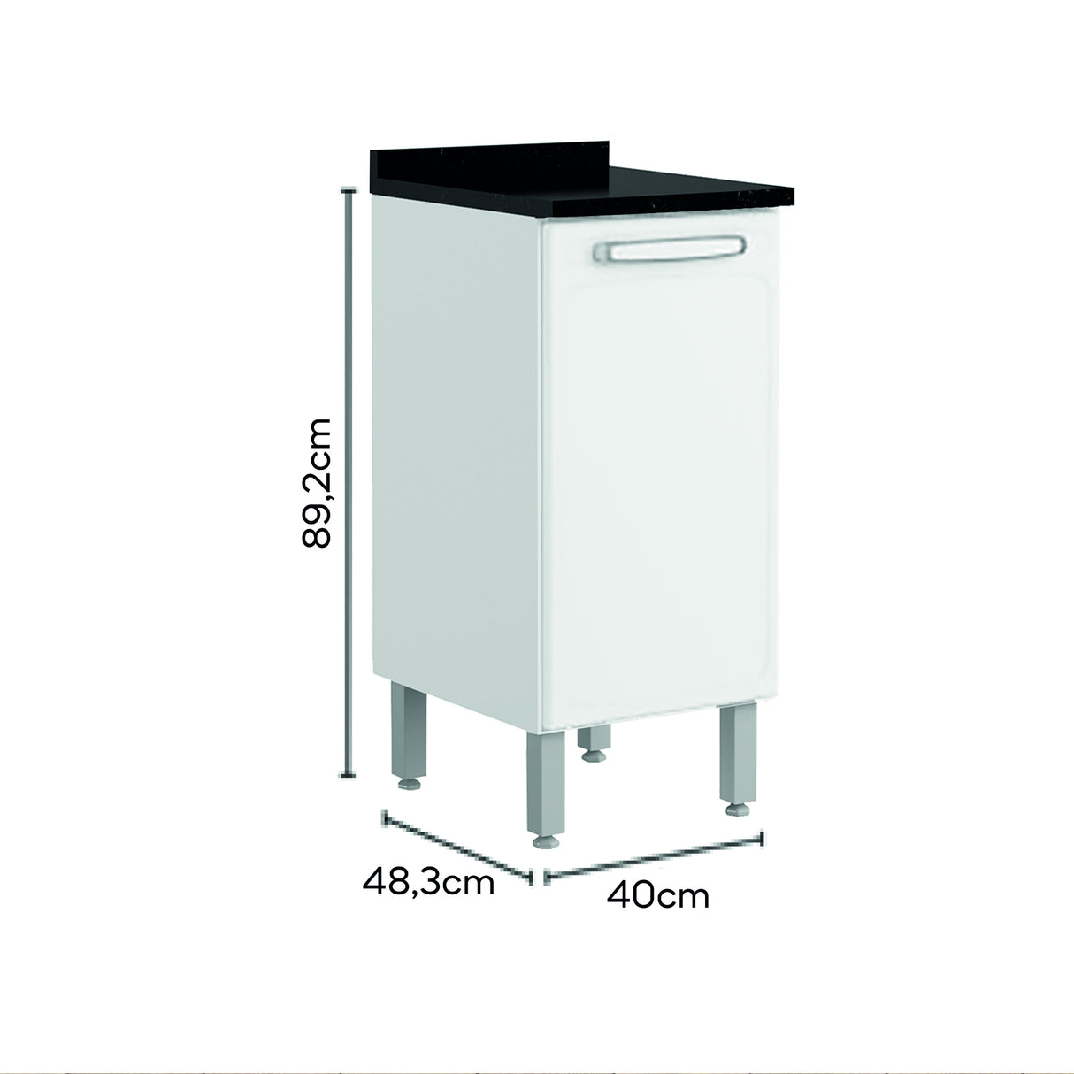 Mueble Inferior de Cocina Blanco 40x89cm Con Mesón - Muebles Inferiores | Bylmo