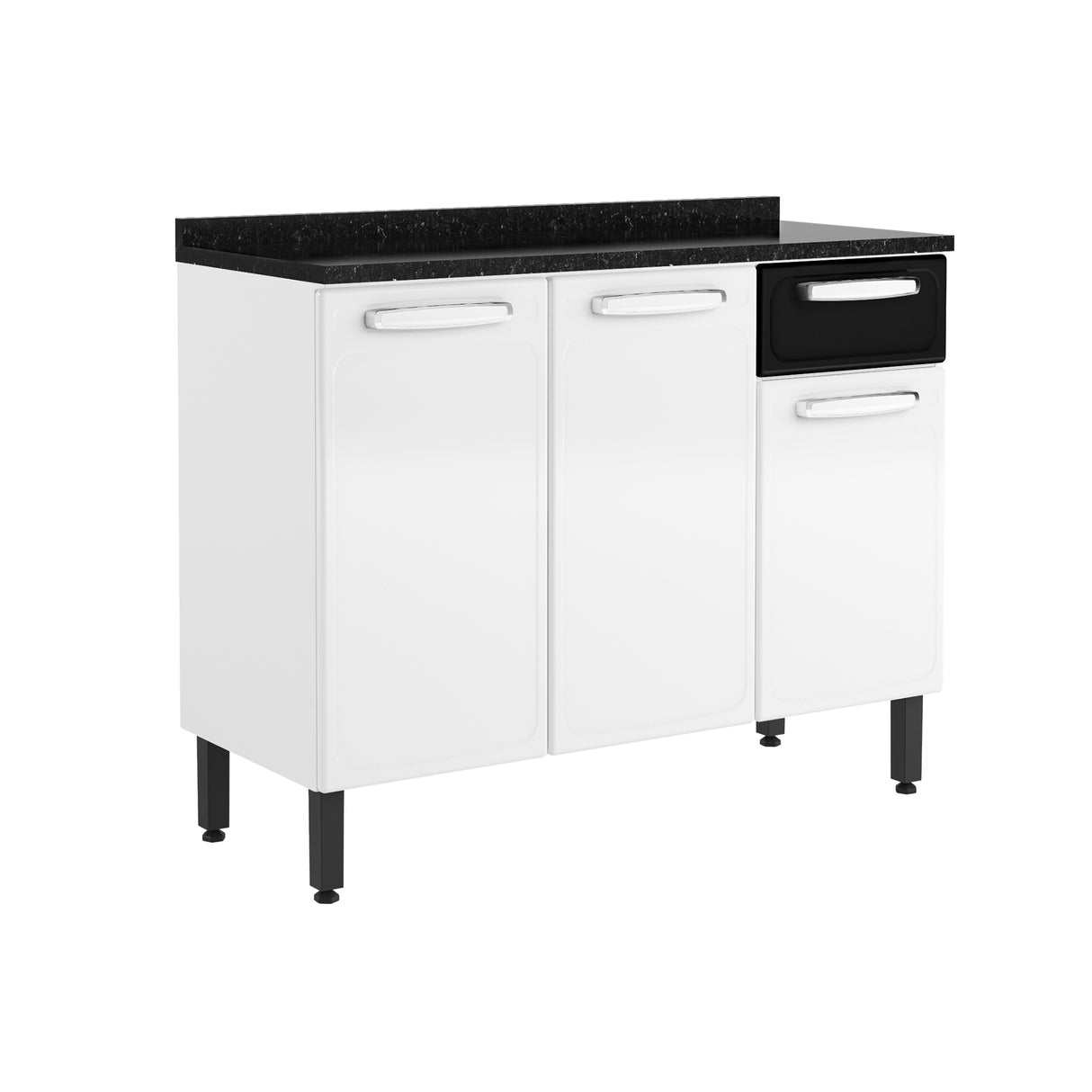 Mueble Inferior de Cocina Blanco 120x89cm Con Mesón y Cajón Negro - Muebles Inferiores | Bylmo