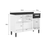 Mueble Inferior de Cocina Blanco 120x89cm Con Mesón y Cajón Negro - Muebles Inferiores | Bylmo