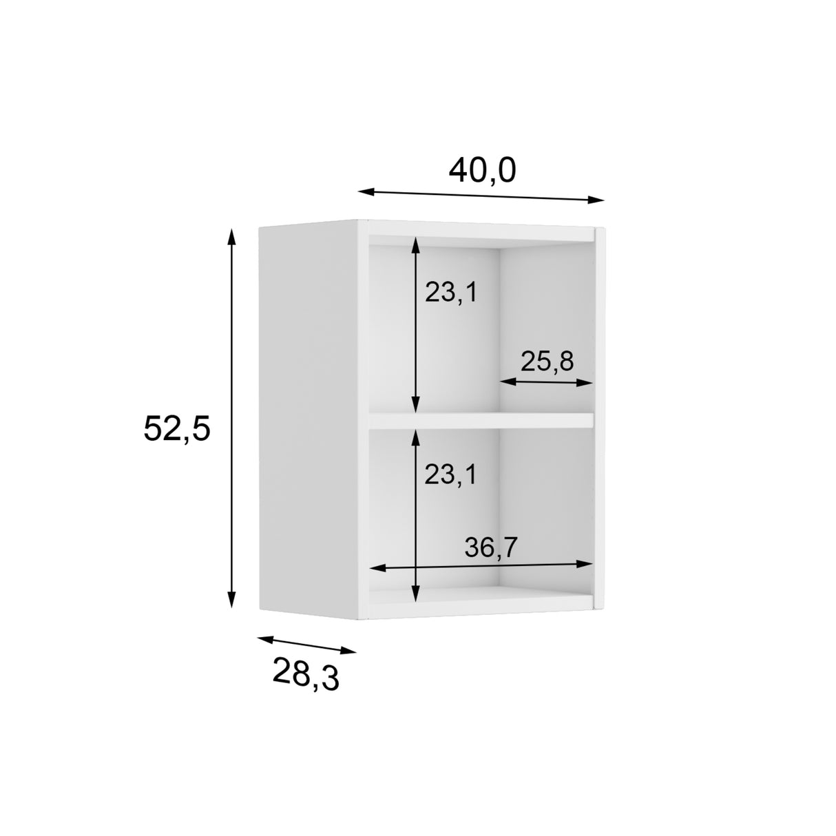 Mueble Superior Blanco 40x52cm con Tres Puertas - Muebles Superiores | Bylmo