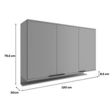 Mueble Superior Gris 120x79.5cm con Tres Puertas - Muebles Superiores | Bylmo