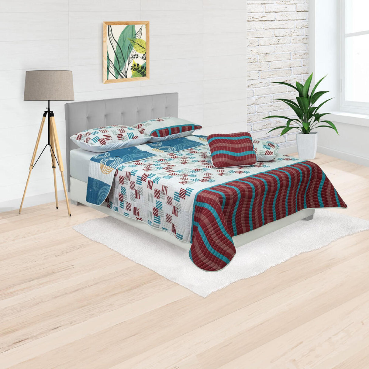 Cubrelecho Español Solicrele Blanco de Círculos Para Cama Doble 140 X 190 Cm - Tendidos y Cubrelechos | Bylmo