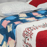 Cubrelecho Español Ambete Gris y Rojo de Líneas Étnicas Para Cama Semidoble 120 X 190 Cm - Tendidos y Cubrelechos | Bylmo