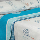 Cubrelecho Español Ambete Azul Aguamarina de Círculos Para Cama Semidoble 120 X 190 Cm - Tendidos y Cubrelechos | Bylmo