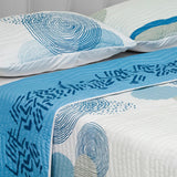 Cubrelecho Español Ambete Azul y Blanco de Líneas Étnicas Para Cama Semidoble 120 X 190 Cm - Tendidos y Cubrelechos | Bylmo