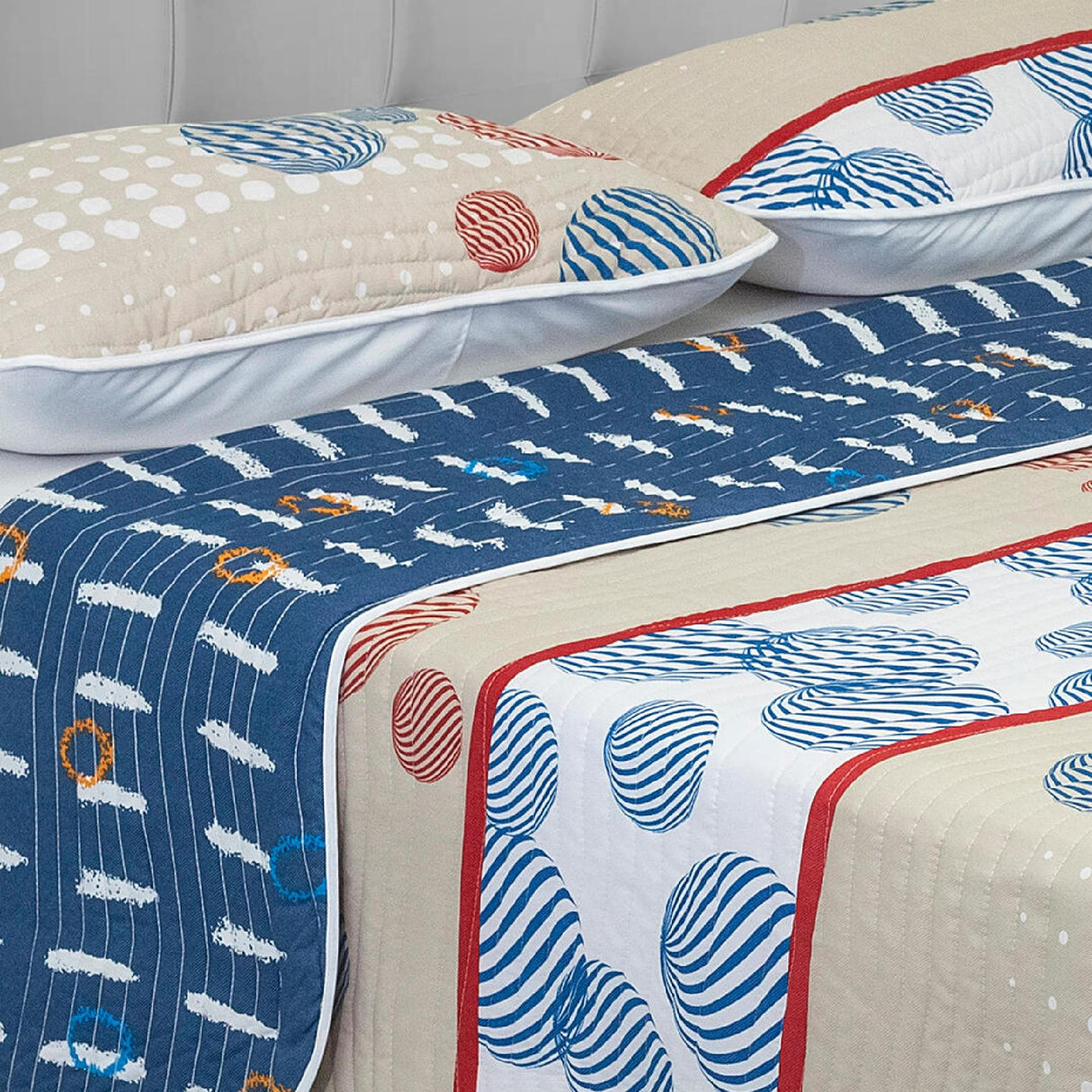 Cubrelecho Español Ambete Cafe Claro de Círculos Para Cama Doble 140 X 190 Cm - Tendidos y Cubrelechos | Bylmo
