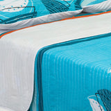 Cubrelecho Español Ambete Azul de Semicírculos Para Cama Semidoble 120 X 190 Cm - Tendidos y Cubrelechos | Bylmo