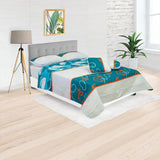 Cubrelecho Español Ambete Azul de Semicírculos Para Cama Sencilla 100 X 190 Cm - Tendidos y Cubrelechos | Bylmo