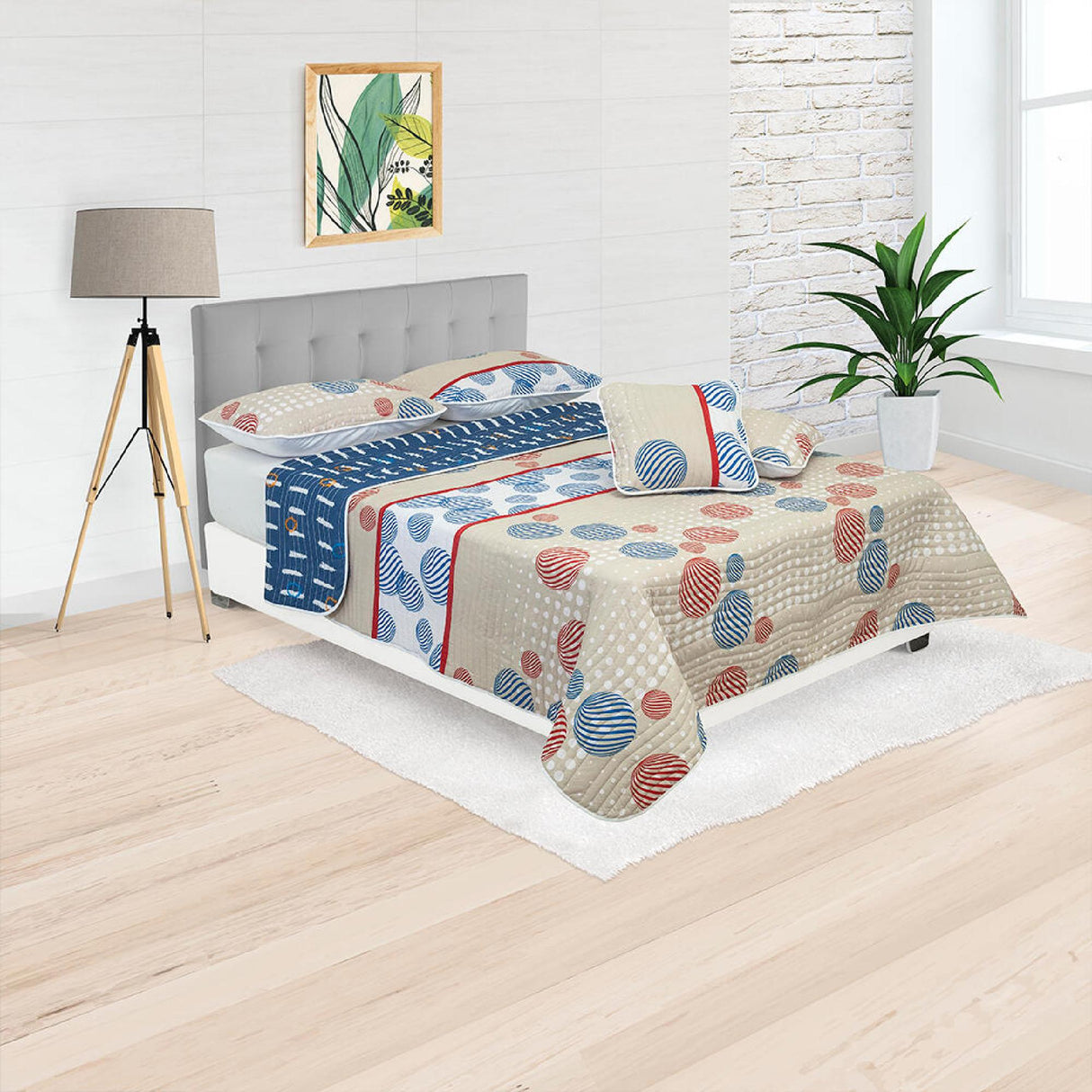 Cubrelecho Español Ambete Cafe Claro de Círculos Para Cama King 200 X 200 Cm - Tendidos y Cubrelechos | Bylmo