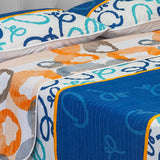 Cubrelecho Español Ambete Azul y Blanco de Letras Para Cama King 200 X 200 Cm - Tendidos y Cubrelechos | Bylmo