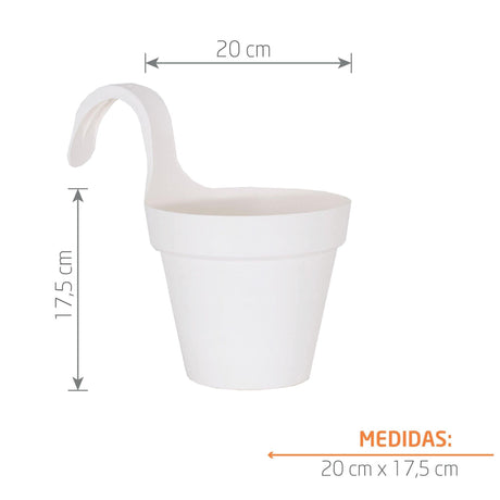 Matera Balcony Capri Solo Blanco 20x28cm Cónica Para Barandas - Materas y Macetas | Bylmo
