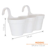 Matera Balcony Capri Triple Blanco 54x28cm Cónica Para Barandas - Materas y Macetas | Bylmo