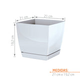 Matera Coubi Square Blanco 21x19.2cm Cuadrada De Escritorio - Materas y Macetas | Bylmo