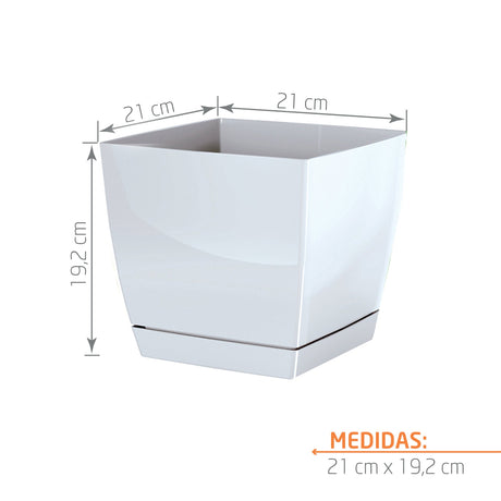 Matera Coubi Square Blanco 21x19.2cm Cuadrada De Escritorio - Materas y Macetas | Bylmo