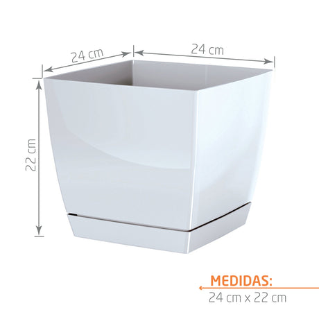 Matera Coubi Square Blanco 24x22cm Cuadrada De Escritorio - Materas y Macetas | Bylmo