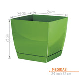 Matera Coubi Square Verde Oliva 24x22cm Cuadrada De Escritorio - Materas y Macetas | Bylmo