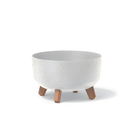 Matera Gracia Round Low Eco Wood Blanco 28.5x17.7cm Cónica Tradicionales De Piso - Materas y Macetas | Bylmo