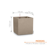 Matera Canto Gris Piedra 14x13.5cm Cuadrada De Escritorio Con Sistema de Riego Automático - Materas y Macetas | Bylmo