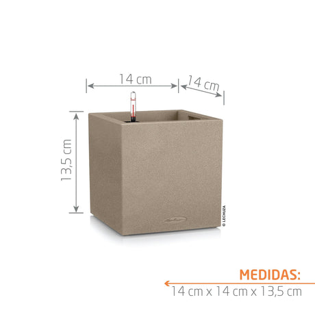 Matera Canto Gris Piedra 14x13.5cm Cuadrada De Escritorio Con Sistema de Riego Automático - Materas y Macetas | Bylmo