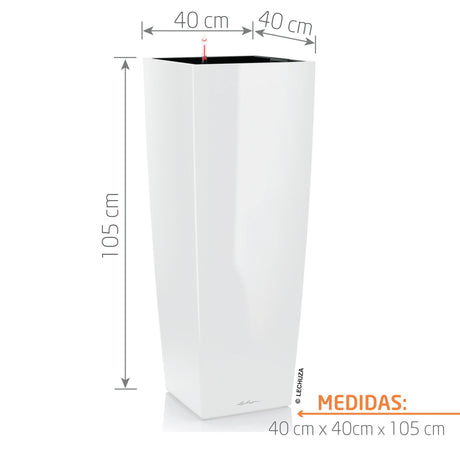Matera Cubico Blanco 40x105cm Cuadrada Tradicionales De Piso Con Sistema de Riego Automático - Materas y Macetas | Bylmo