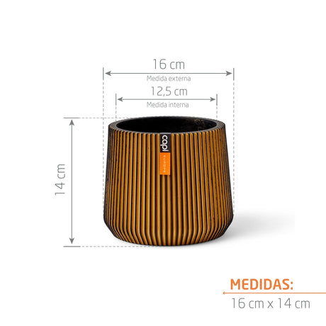 Matera Conic Bag Groove Oro 16x14cm Cónica De Escritorio - Materas y Macetas | Bylmo