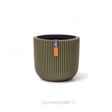 Matera Conic Round Groove Verde 14x13cm Cónica De Escritorio - Materas y Macetas | Bylmo