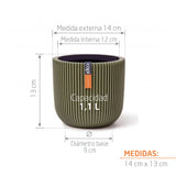Matera Conic Round Groove Verde 14x13cm Cónica De Escritorio - Materas y Macetas | Bylmo