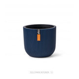Matera Conic Round Groove Azul Oscuro 14x13cm Cónica De Escritorio - Materas y Macetas | Bylmo