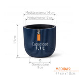 Matera Conic Round Groove Azul Oscuro 14x13cm Cónica De Escritorio - Materas y Macetas | Bylmo