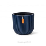 Matera Conic Round Groove Azul Oscuro 17x15cm Cónica De Escritorio - Materas y Macetas | Bylmo