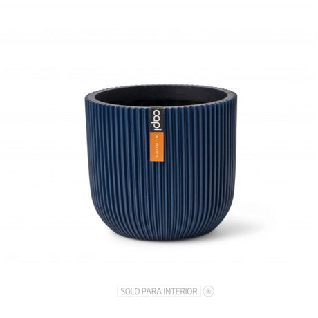 Matera Conic Round Groove Azul Oscuro 17x15cm Cónica De Escritorio - Materas y Macetas | Bylmo