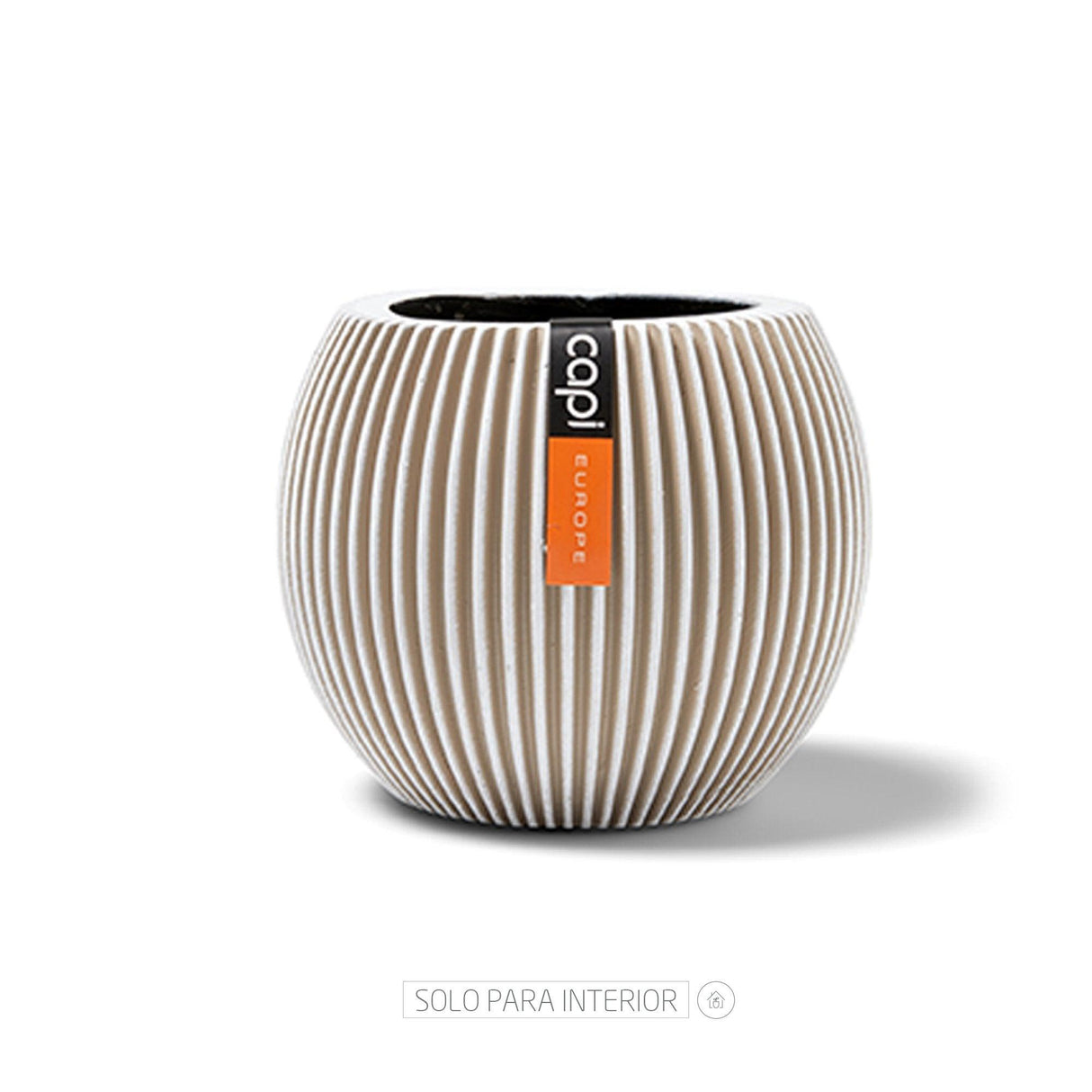 Matera Ball Groove Marfil 18x15cm Cónica De Escritorio - Materas y Macetas | Bylmo