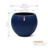 Matera Ball Groove Azul Oscuro 18x15cm Cónica De Escritorio - Materas y Macetas | Bylmo