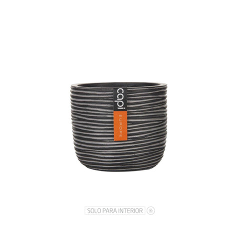 Matera Conic Round Rib Negro 14x12cm Cónica De Escritorio - Materas y Macetas | Bylmo