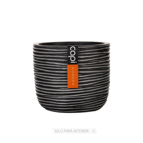 Matera Conic Round Rib Negro 17x15cm Cónica De Escritorio - Materas y Macetas | Bylmo