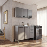 Cocina Integral Gris 120x89cm Con Mesón Con Pozuelo Centro - Cocinas | Bylmo