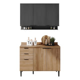 Cocina Integral Freijo y Grafito 120x87.5cm Con Mesón Sin Pozuelo - Cocinas | Bylmo