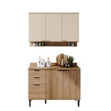 Cocina Integral Freijo y Beige 120x87.5cm Con Mesón Sin Pozuelo - Cocinas | Bylmo