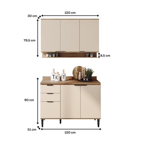 Cocina Integral Beige 120x87.5cm Con Mesón Sin Pozuelo - Cocinas | Bylmo