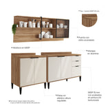 Cocina Integral Beige y Freijo 200x79.5cm Con Mesón Sin Pozuelo y con Seis Puertas - Cocinas | Bylmo