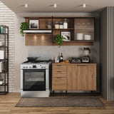 Cocina Integral Freijo 200x79.5cm Con Mesón Sin Pozuelo y con Cuatro Puertas - Cocinas | Bylmo