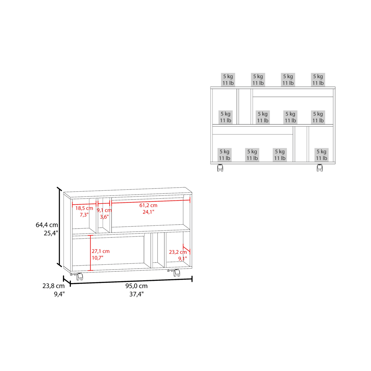 Mesa Auxiliar Joge Bardolino 95x64.5cm Rectangular con Rectangular - Mesas Auxiliares | Bylmo