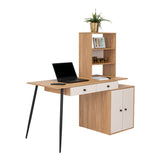Escritorio Alfari Fresno Europeo Capri 135x133.6cm con Organizador de Libros y Archivador - Escritorios | Bylmo