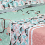 Cubrelecho Doble Faz Convex Verde y Rosado Para Cama King 200 X 200 Cm de Círculos - Tendidos y Cubrelechos | Bylmo