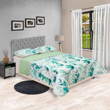 Cubrelecho Doble Faz Barcelona Verde Claro Para Cama Doble 140 X 190 Cm de Flores - Tendidos y Cubrelechos | Bylmo