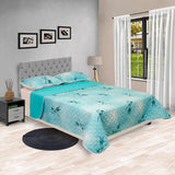 Cubrelecho Doble Faz Barcelona Azul Aguamarina Para Cama Doble 140 X 190 Cm de Ramas - Tendidos y Cubrelechos | Bylmo